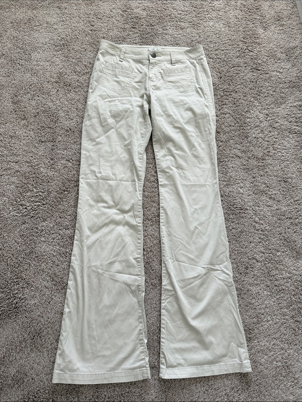 CAbi Light Cream Pants Sandy Trouser Style 801L Long Tall 34” inseam Like New